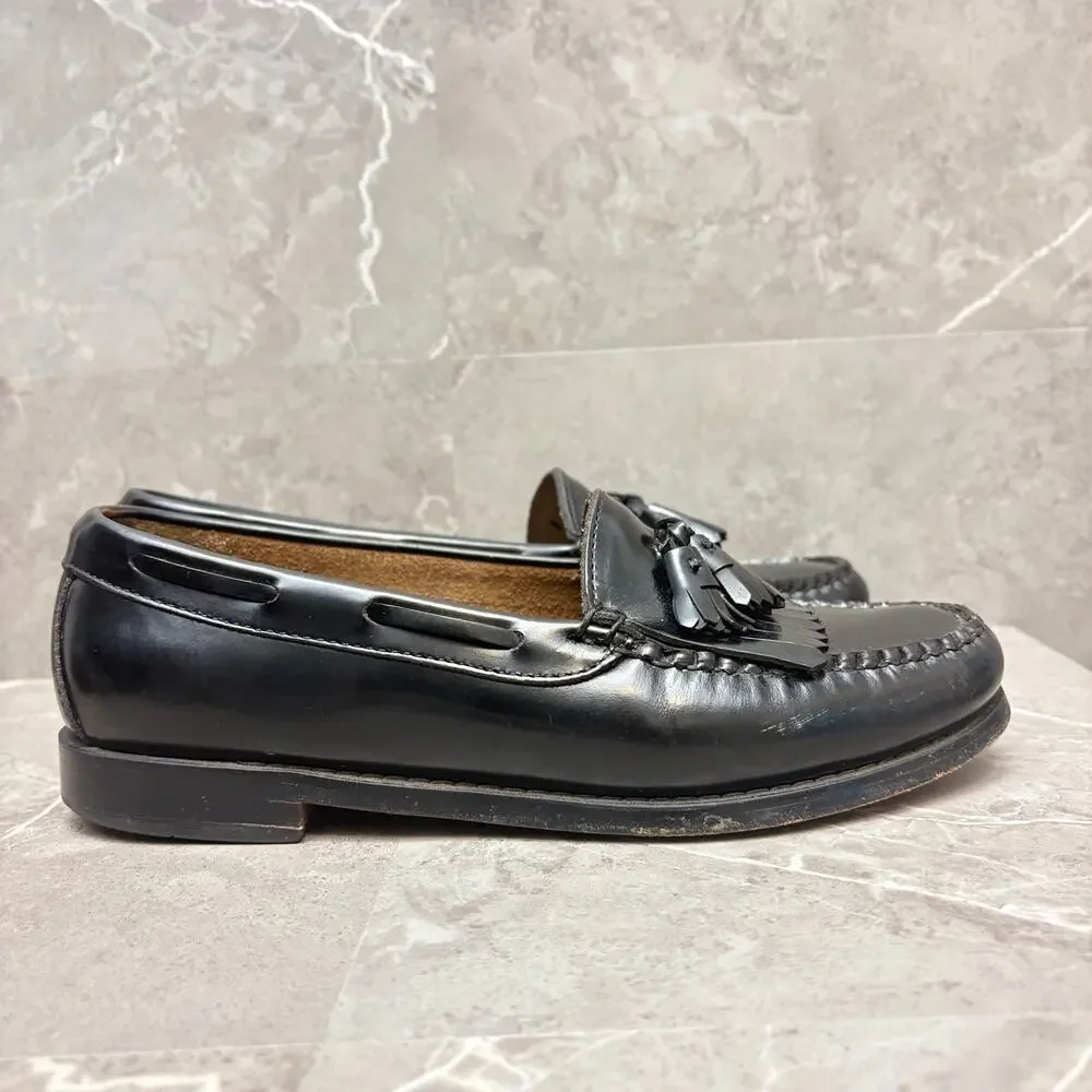 Bass Weejuns Loafers Layton Slip On Penny Tassel Black Leather Loafers 8 EEE